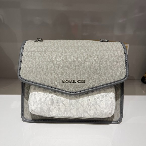 Michael Kors Regina M Flap Shoulder Bag MK Grey - Picture 7 of 12